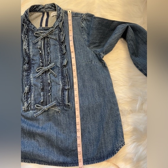 Self-Portrait Bow-Detailed Long Sleeved Denim Blouse 6 US - Picture 8 of 13